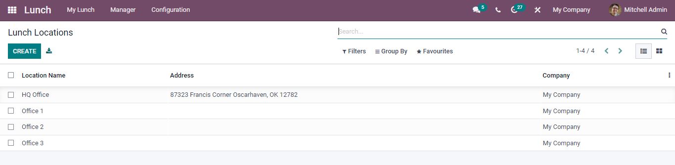 Lunch Locations in Odoo 15