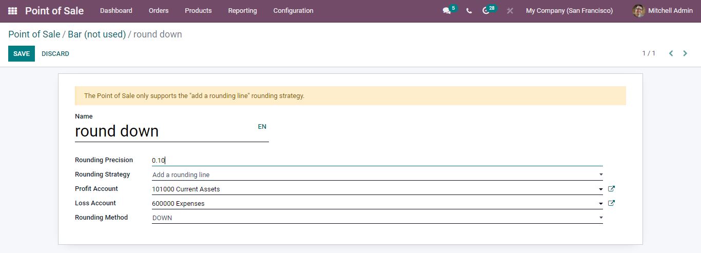 Rounding Method down in Odoo Point of Sale
