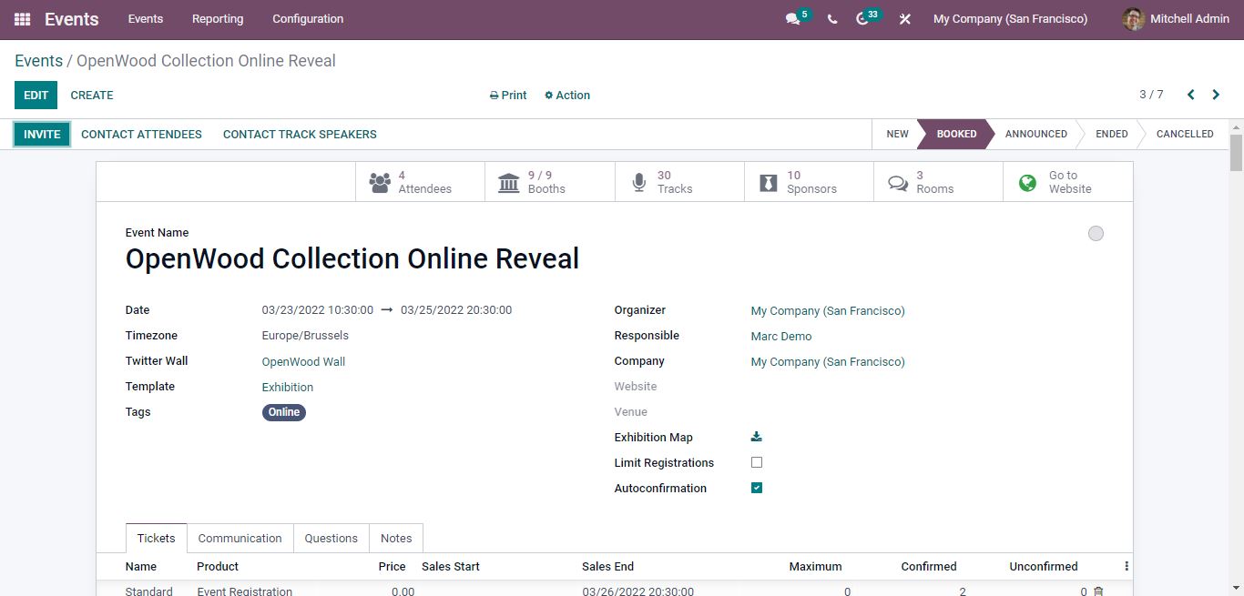 Events in Odoo 15