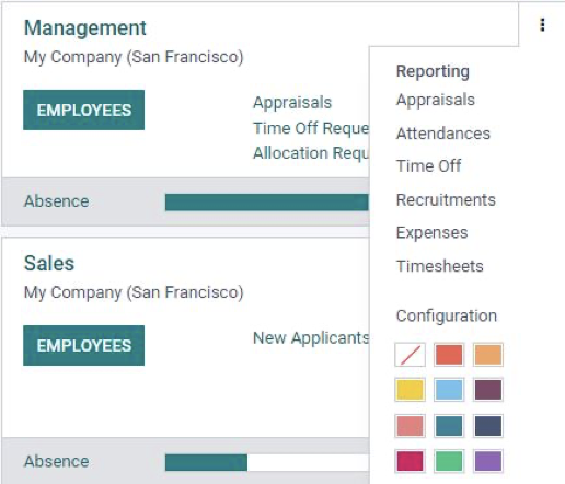 Set up your employee master with departments and managers in odoo