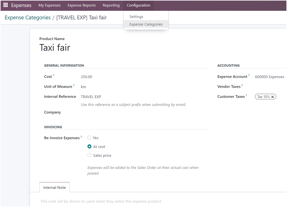 Expenses Module in Odoo