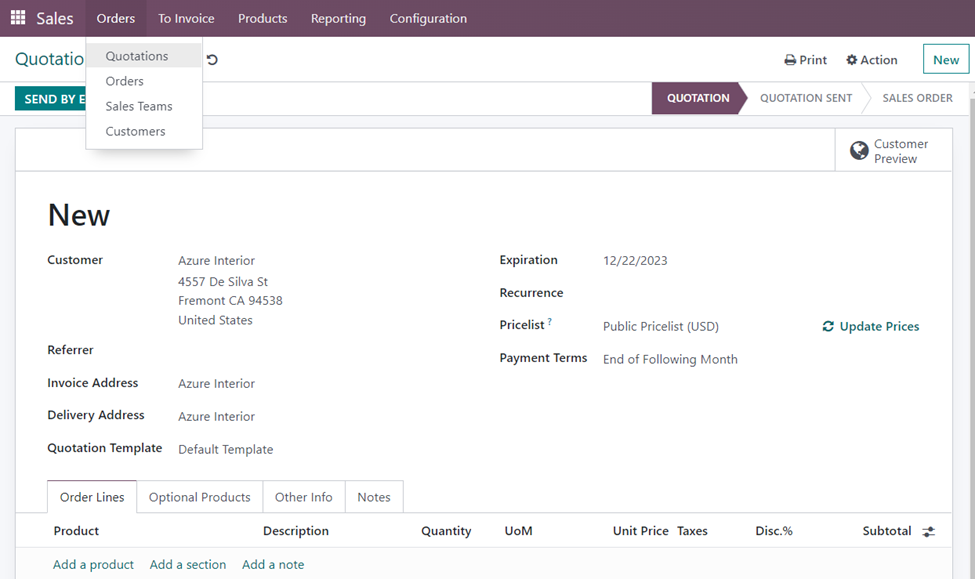 Sales in Odoo 16
