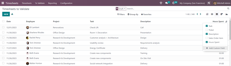 Timesheets in Odoo 16