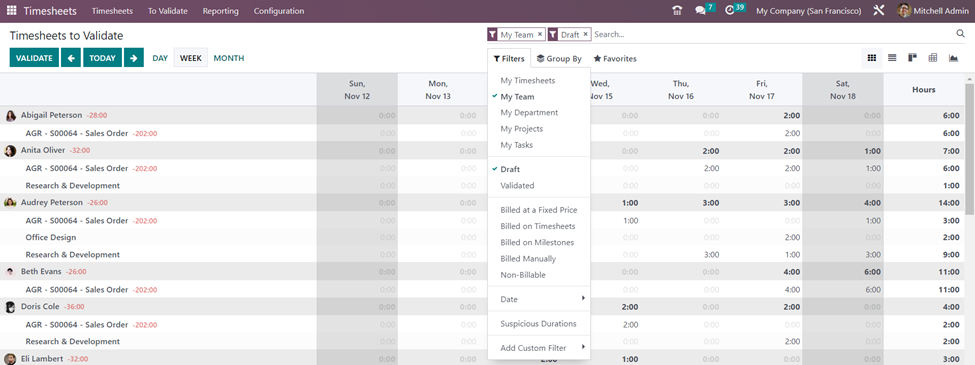 Timesheets in Odoo 16