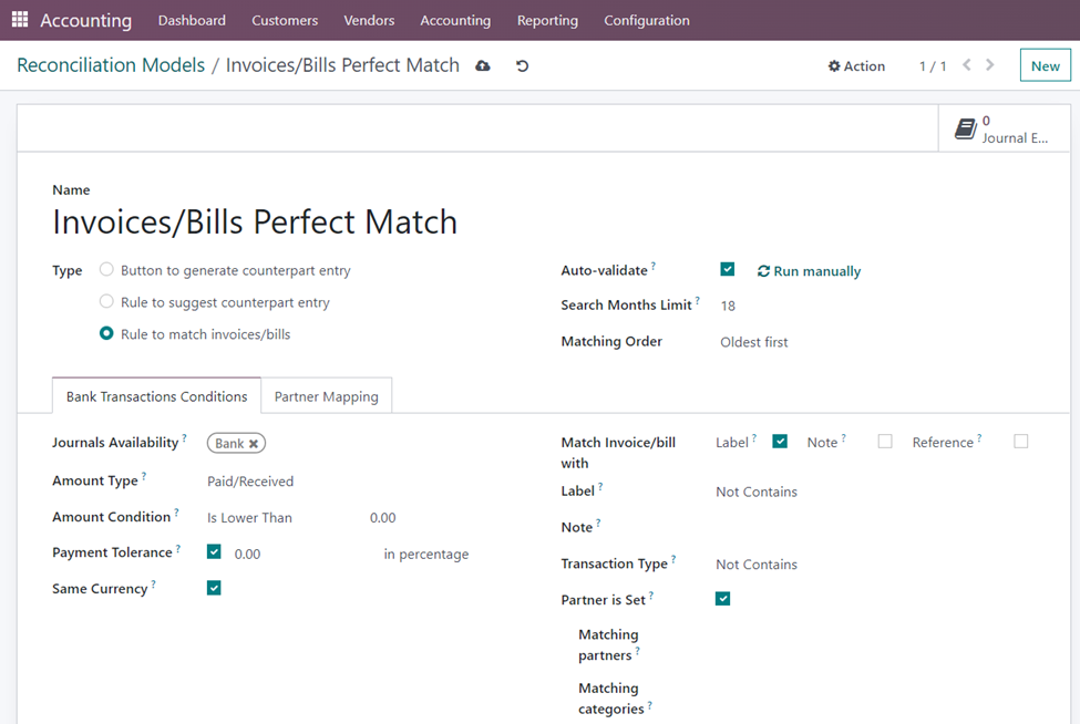 Reconciliation models in Odoo 16