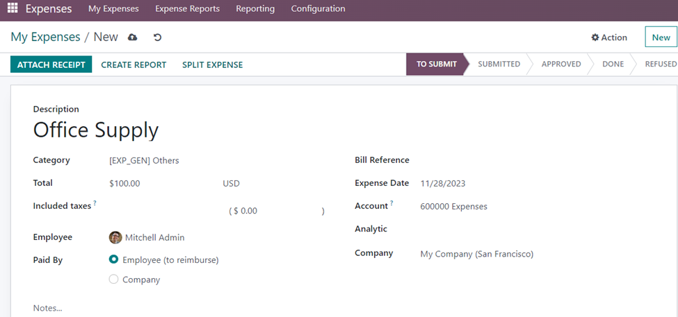 Employee Expenses in Odoo 16