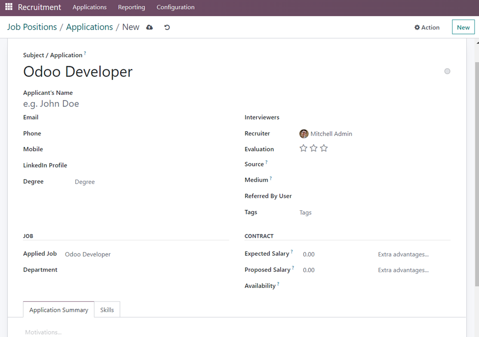 Recruitment in Odoo 16