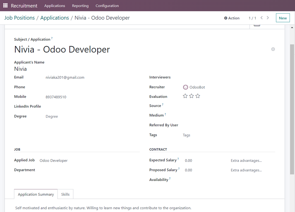 Recruitment in Odoo 16