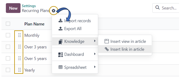 Recurring plans Odoo 17