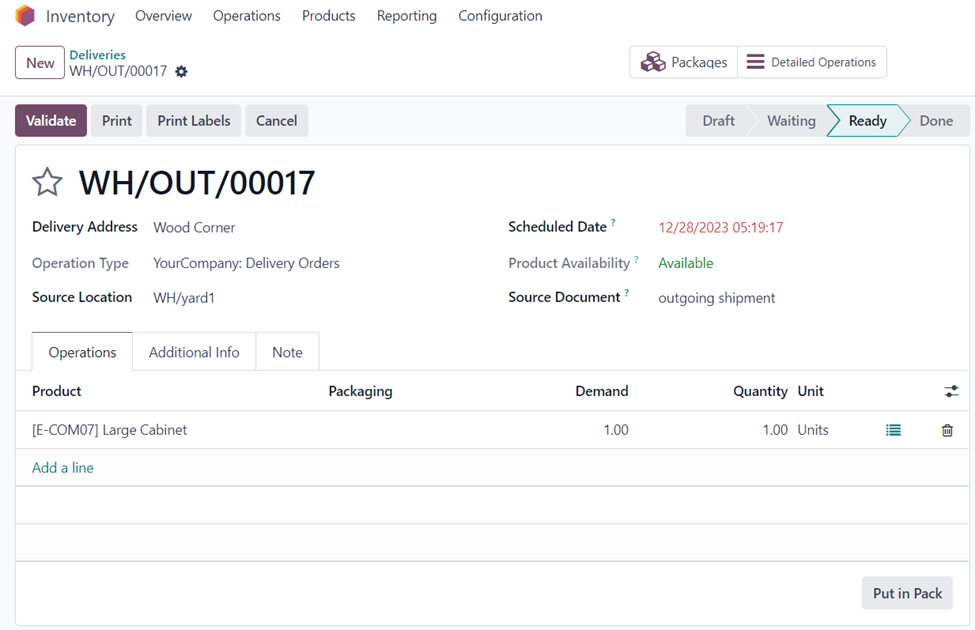 product packaging odoo17