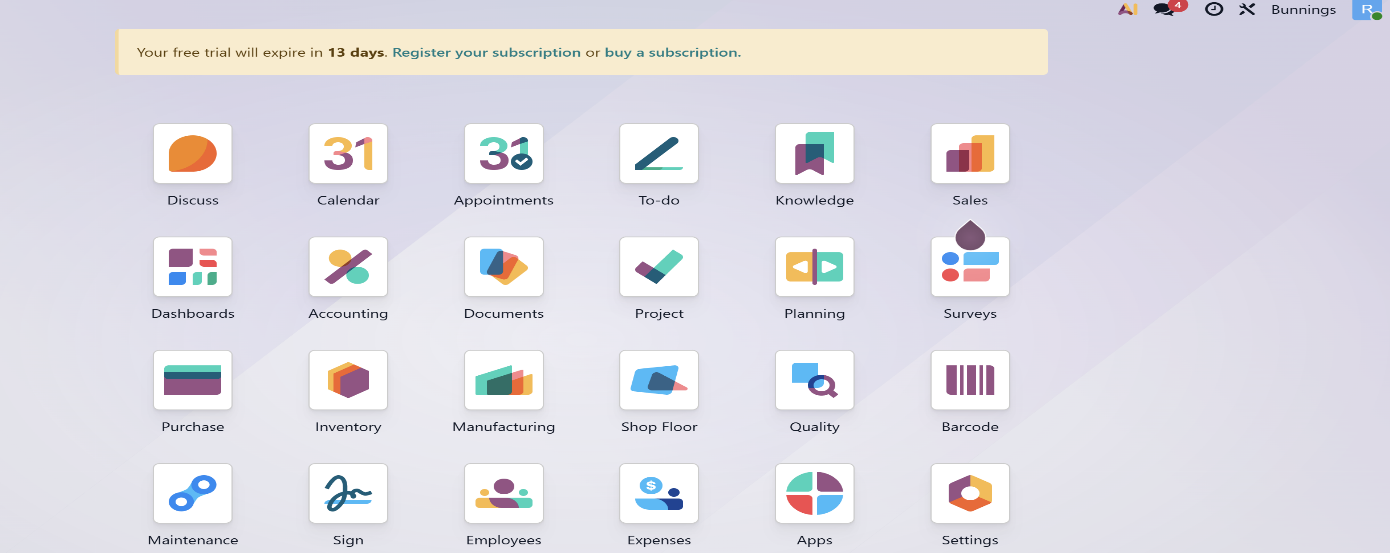 Odoo main dashboard - why Odoo is better than traditional ERP