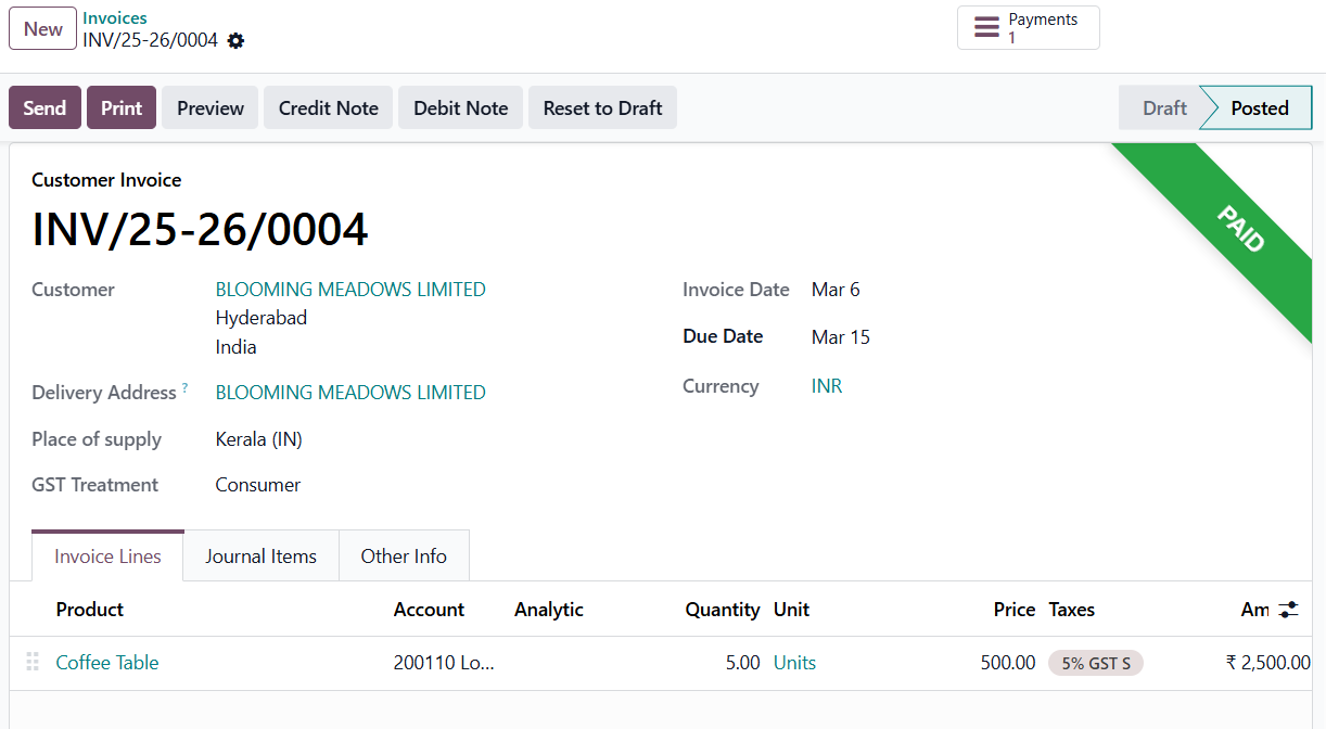 Odoo Invoices