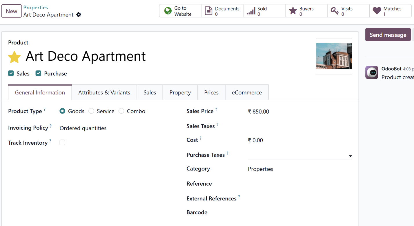 Odoo 19 property listing