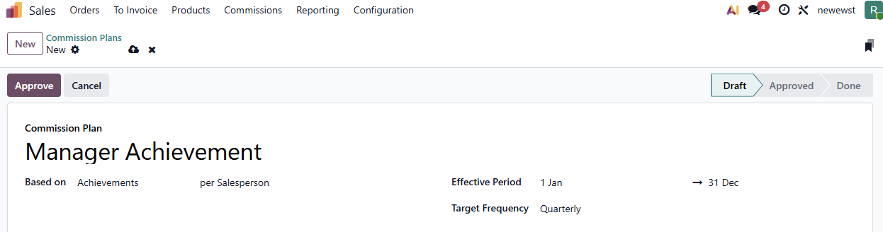 Creating a commission plan in Odoo 19 sales module