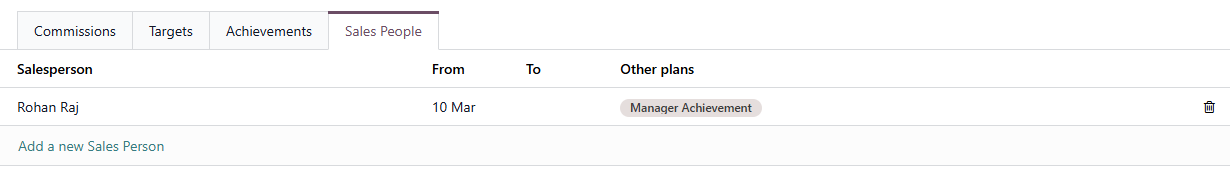 Assign salespeople to commission plans in Odoo 19