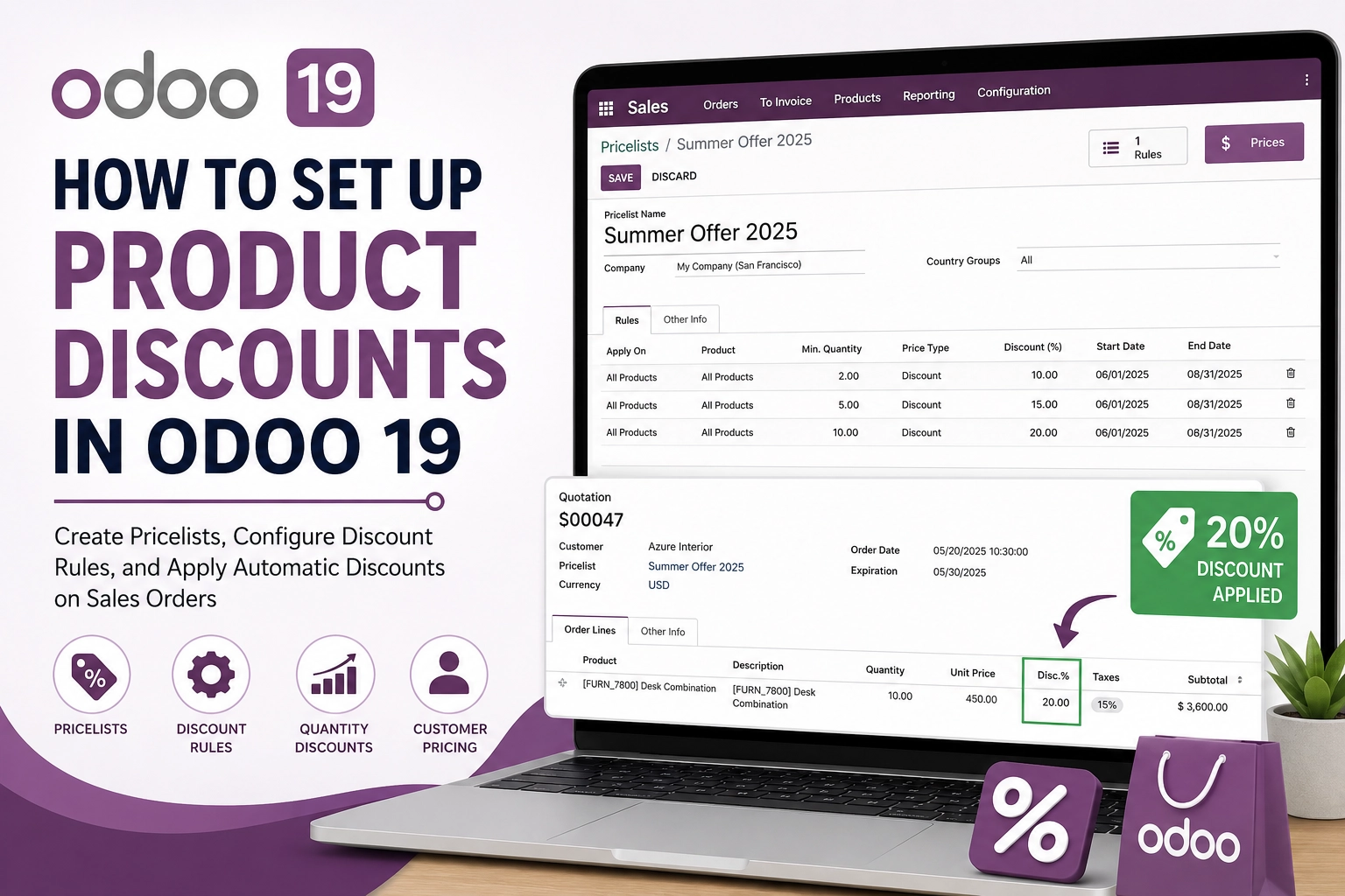 Enable Pricelists and Discounts in Odoo 19 Sales Settings
