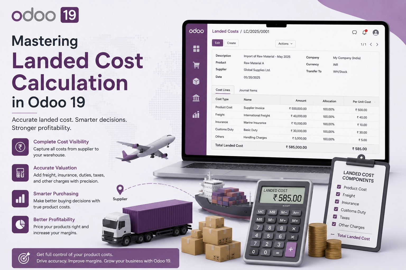 Mastering Landed Cost Calculation in Odoo 19 | Complete Guide