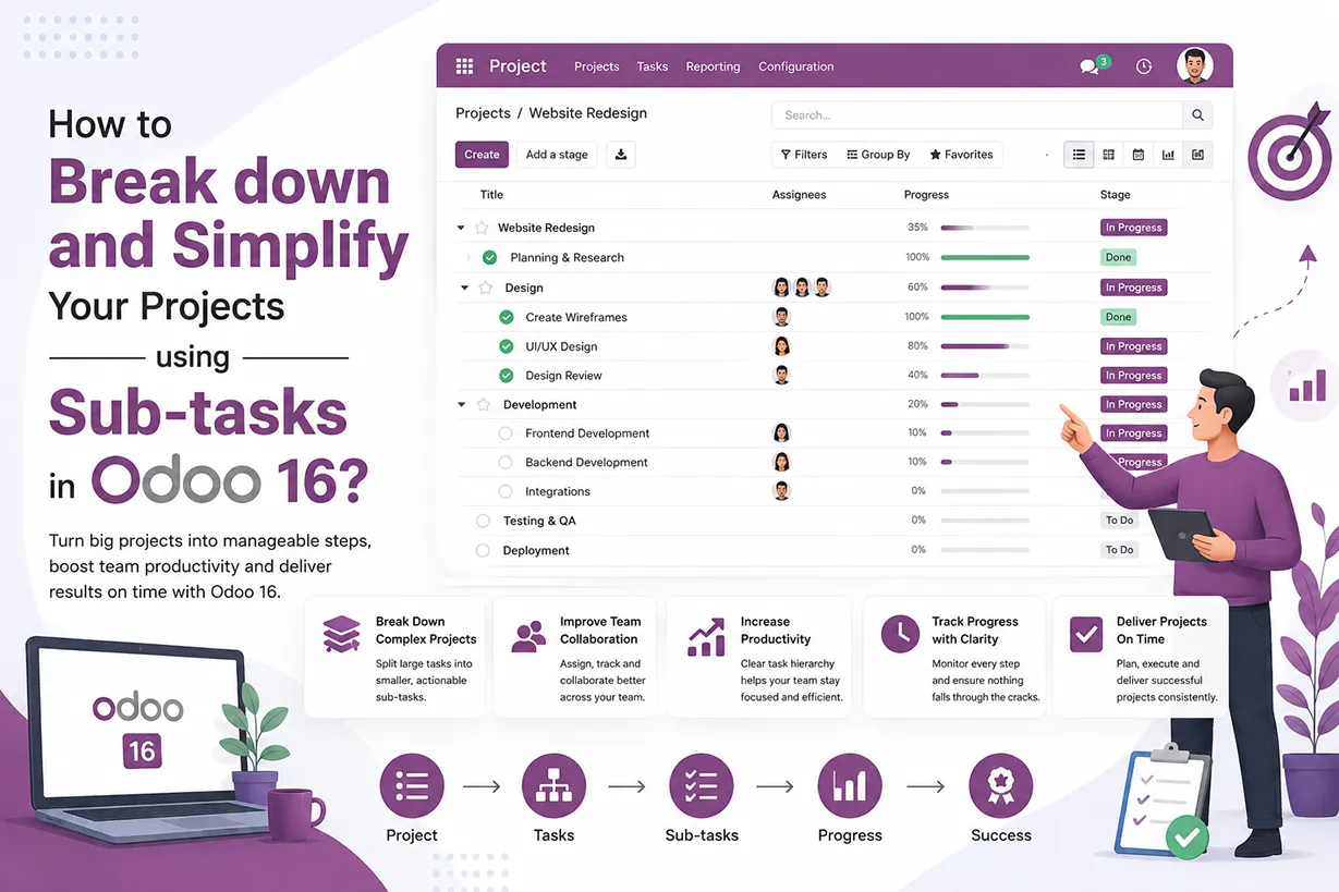 How to Break down and Simplify Your Projects using Sub-tasks in Odoo 16